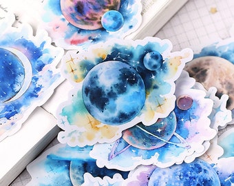 Planets Themed Stickers Pack, Space Sticker Set, Galaxy, Moon, Cosmos Planner Stickers