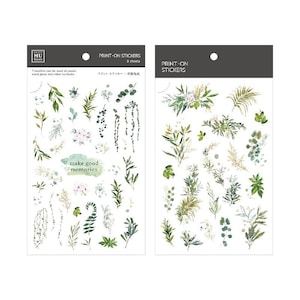 MU Lifestyle Print On Stickers 105, Hojas y Enredaderas Acuarela Flores Frotar en Hoja de Pegatina, Plantar Jardín Imprimir En Pegatinas para Planificador