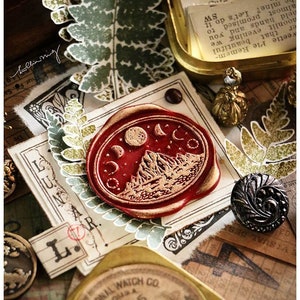 Lunar Phase Wachs Siegel Stempel, Lin Chia Ning Original Design Wachssiegel, LKN, Berg, Natur Inspiriert Stempel für Journal, Scrapbook, und Craf