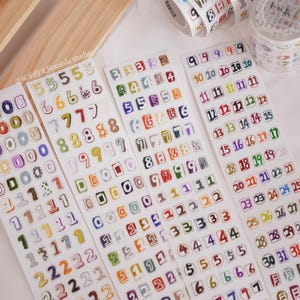 Wanle Studio レインボーナンバーステッカー和紙テープ、エクストラワイドダイカットマスキングテープ、カレンダー日付ジャーナルおよびプランナーステッカー