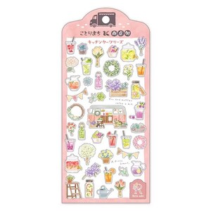 May include: A sheet of colorful stickers featuring a variety of images related to a lemonade stand, including flowers, plants, drinks, and a vintage van. The text on the sheet reads "Let's go to the store" and "Summer Drink Series".