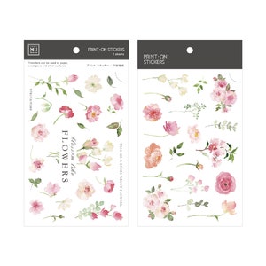 MU Lifestyle Print On Stickers 243, Pink Floral Collage Rub On Sticker, Vintage Journal Print On Stickers for Fabric and Paper