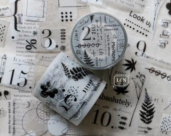 This and That PET Black Ink Tape, LCN Design Studio, Words and Phrases, Black and White Collage Masking Tape for Journal, Planner, Scrapbook