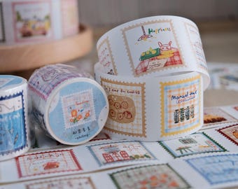 Lots of Stamps Washi Sticker Tape, Stamp Stickers Masking Tape, Forest, Home, Flower Sticker Tape for Journal, Planner, and Scrapbook