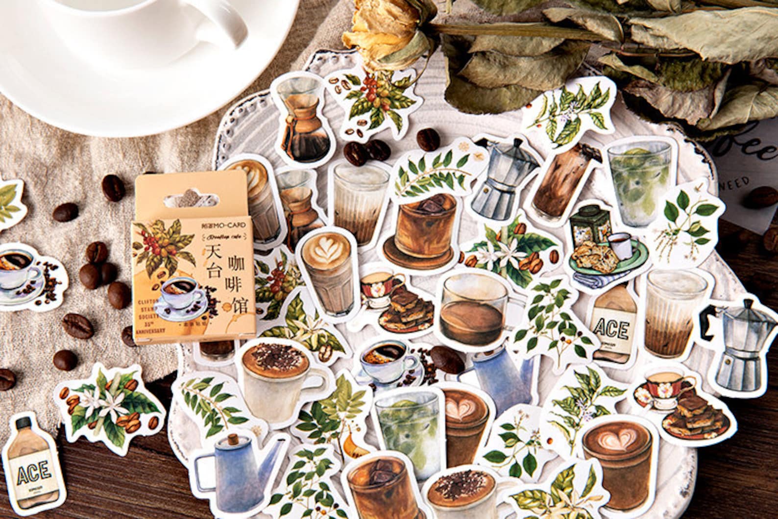 Coffee Stickers Set Cafe Drinks Stickers Pack Latte | Etsy
