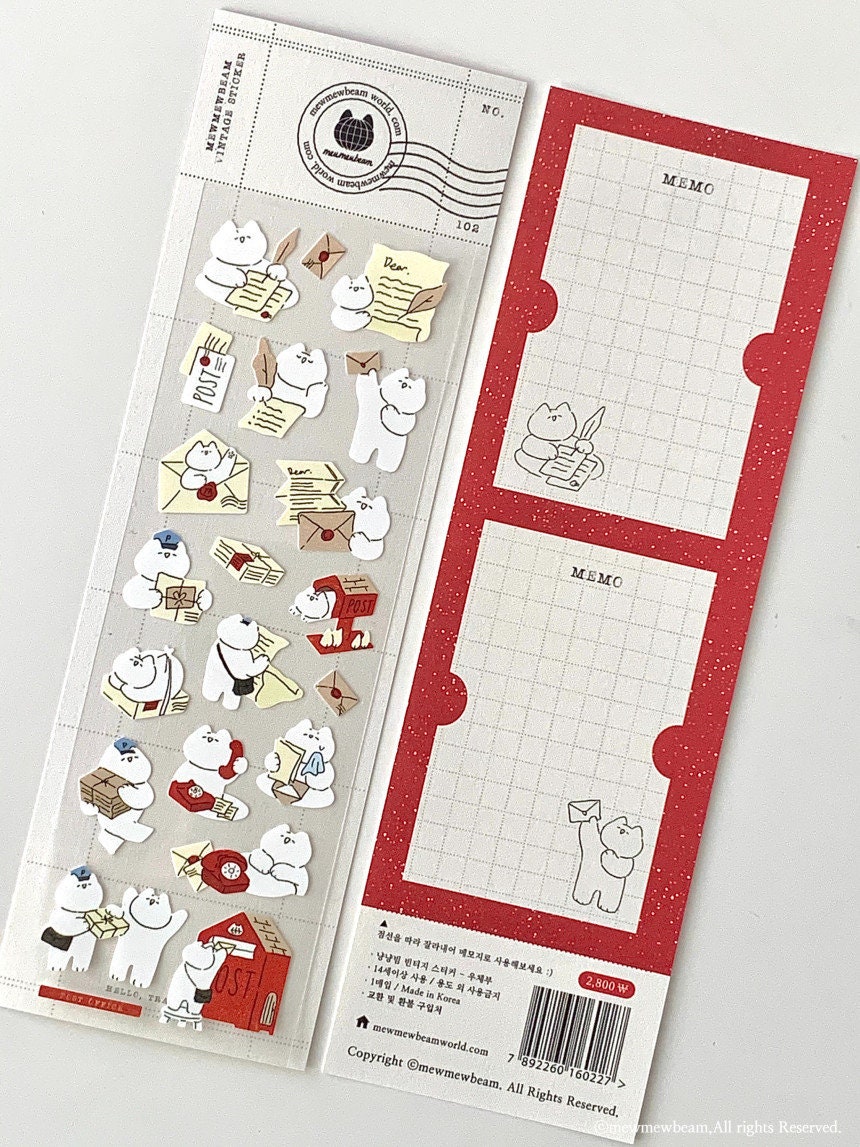 Postman Stickers Sheet, Cat Post Office, Mewmewbeam Kiss-cut Sticker ...