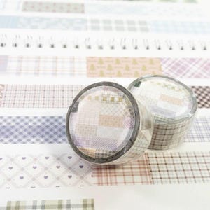 Grid Patterns 1 Washi Tape, Washi Tape mit Pastell Gitter und Karomuster, Stoffdruck für Planer und Journal