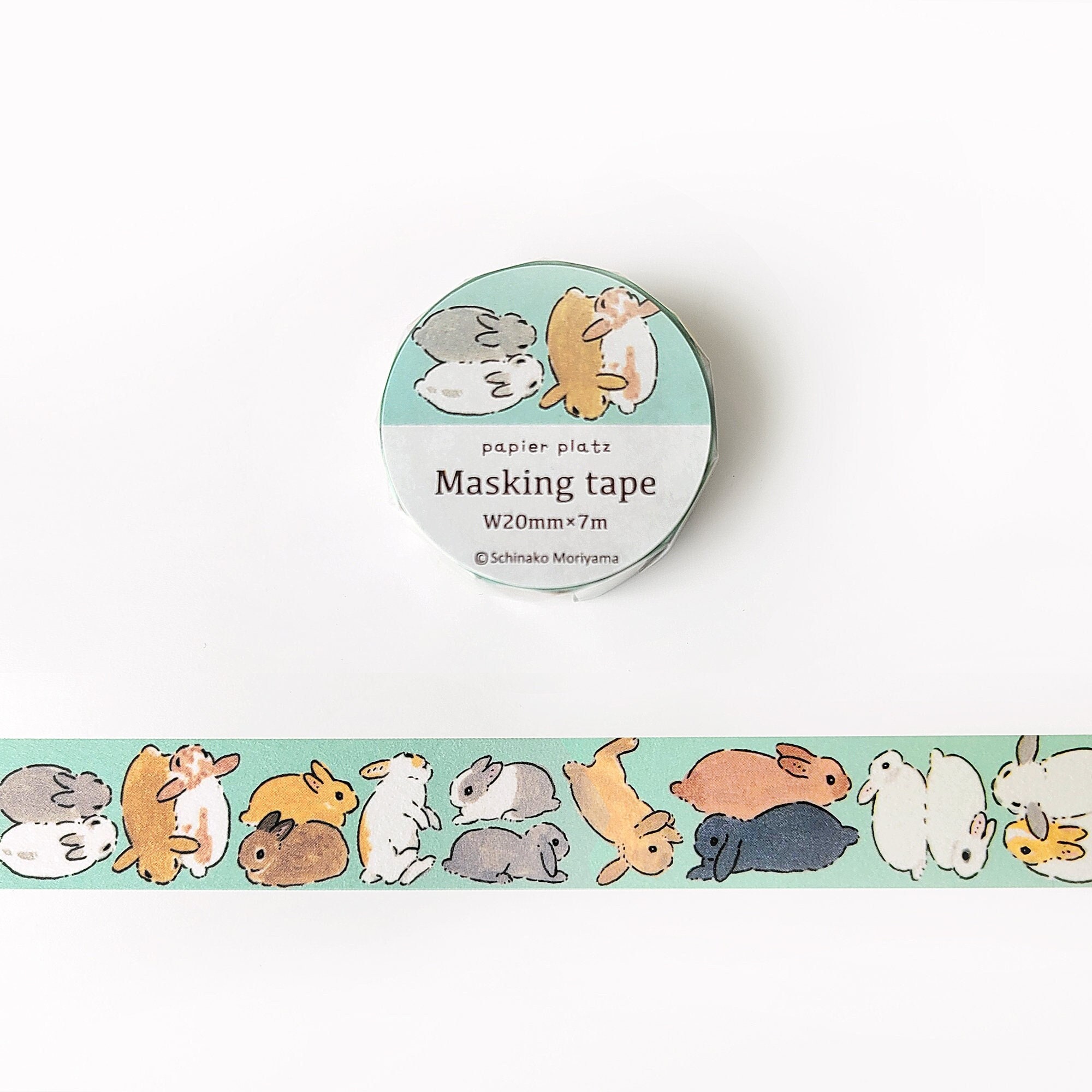 Moriyama Bunny Washi Tape, Bunny Companion, Rabbit Illustration Masking  Tape for Journal and Planner, Papier Platz Japanese Masking Tape