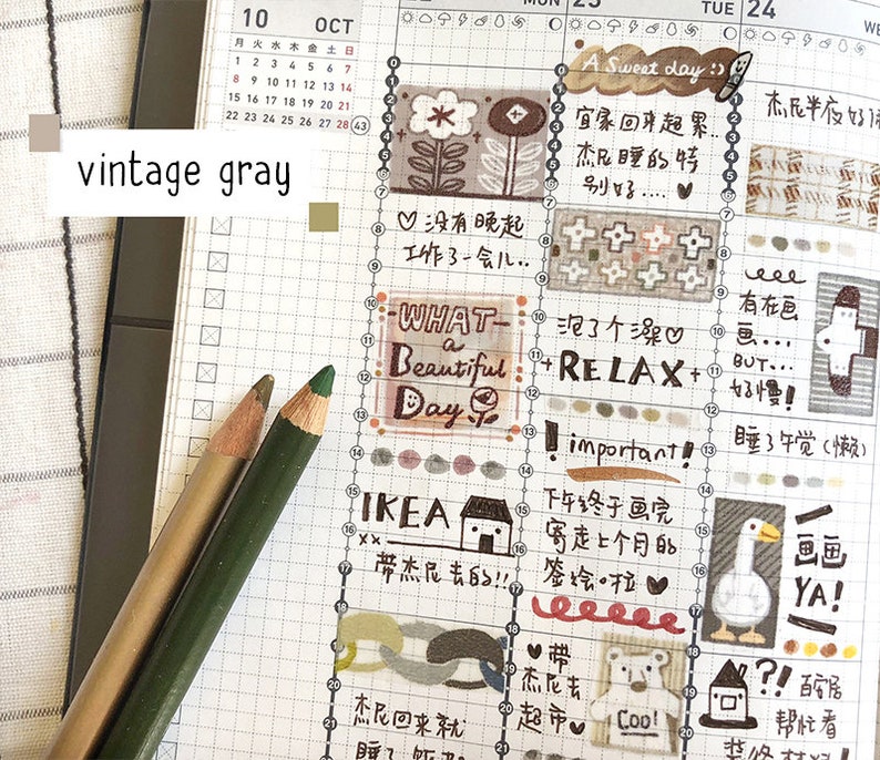 Doodle Masking Tape Deco Tape for Bullet Journal Meatball Series Washi Tape Roll Meatball Color Patchwork Washi Tape Rainbow
