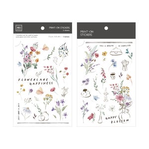 Stickers muraux style de vie 250, vase de fleurs autocollant à frotter, sticker journal floral pastel imprimé pour tissu et papier