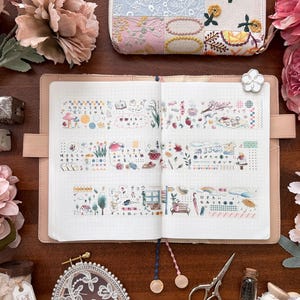 The Feeling of Happiness Masking Tape, Frühlings Themed PET Tape, Blumen, Tulpe, Pastell Blumen Aufkleber für Journal, Planer und Scrapbook