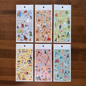 May include: Six sheets of colorful stickers with illustrations of people, animals, and objects. The stickers are labeled "Doing Sticker" and have numbers from 01 to 06.