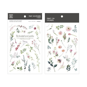 MU Lifestyle Print Op Stickers 193, Bloem Schets en Doodles Wrijf Op Sticker Sheet, Bloemenkrans Print Op Stickers voor Stof en Papier