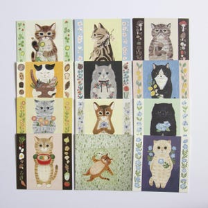 Juego de 96 hojas de papel para notas con diseño de gatos, Bloc de notas con ilustraciones de 4 patas, flores y plantas, gato calicó, papel de carta de gatito para correo postal y diario.