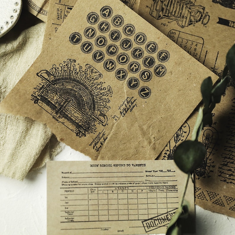 Vintage Journaling Acrylic Stamp Set Junk Journal Stamps Etsy