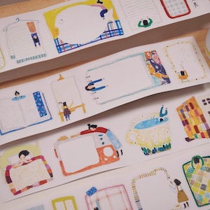 Wanle Studio Label Leute Masking Tape, Kiss-Cut Sticker Masking Tape, Dekoratives Memo Papier, My Home Note Paper Sticker, Journal Bedarf