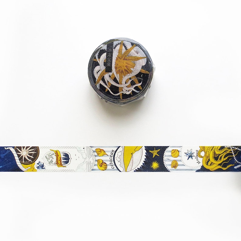 Sea Animal Washi Roll Treasures of the North Sea Washi Tape Ocean Octopus Masking Tape Penguin Whale Nautical Washi Roll