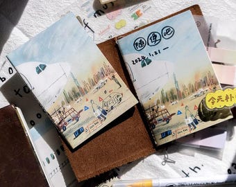 Taccuino da viaggio Take a Flight, formato passaporto, quaderno bianco vuoto, ricarica TN, diario di viaggio, diario d'arte, diario collage
