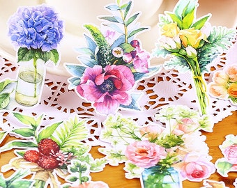 Flower Bouquet Stickers Pack, Floral Planner Journaling Stickers, Scrapbooking, Stationery Stickers