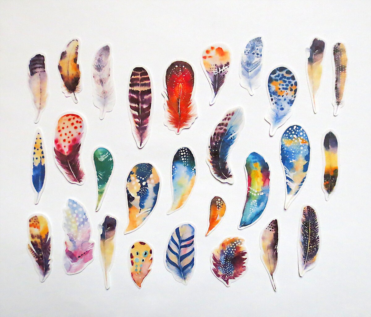 Feathers Sticker Pack Rainbow Watercolor Feather Sticker