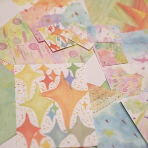 Wanle Studio Sparkle Memo Paper Set, stelle e glitter, carta per appunti con scarabocchi arcobaleno per diario d'arte, pianificatore e album di ritagli