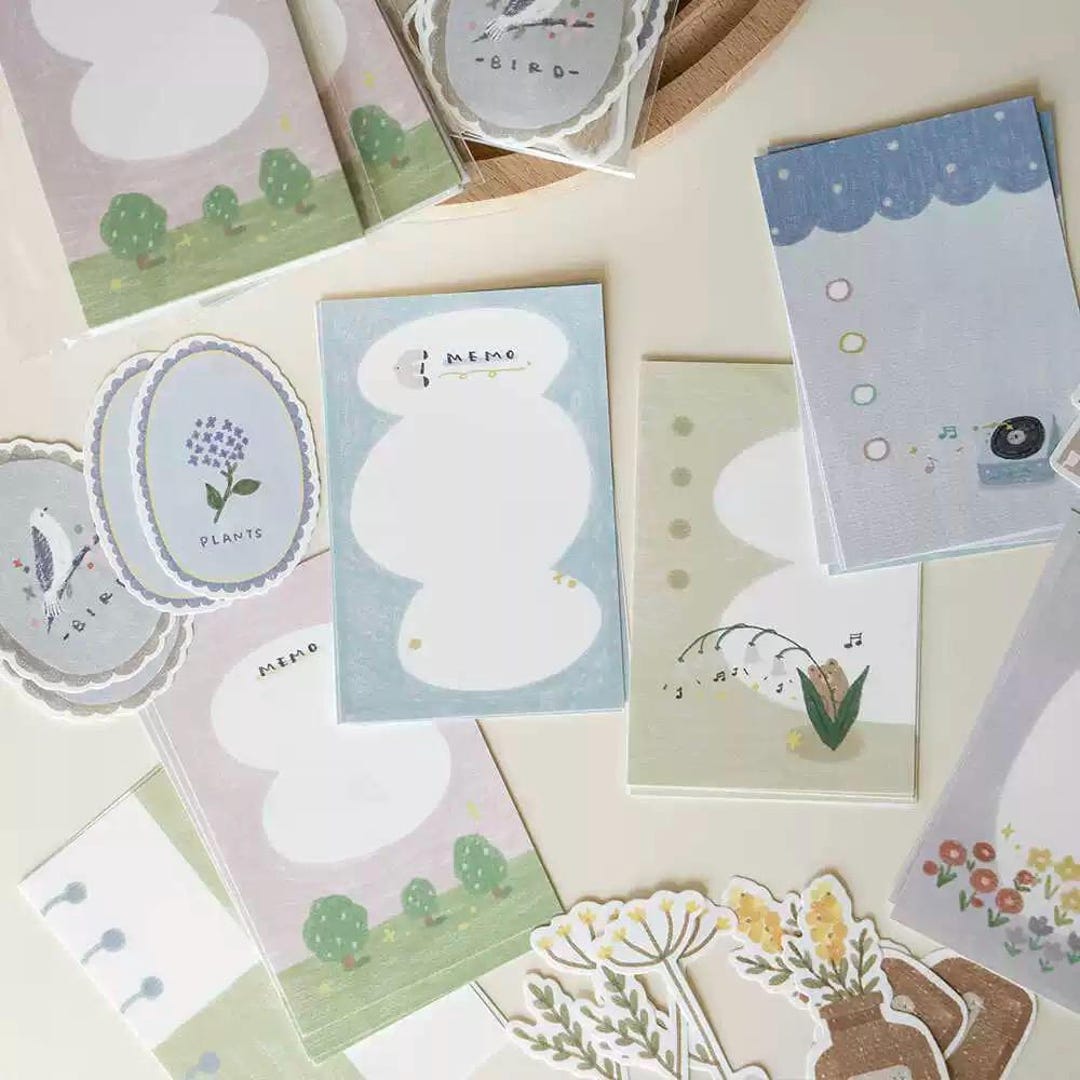 Little Notes Memo Paper Set, Floral Themed Note Paper, Spring, Flower ...