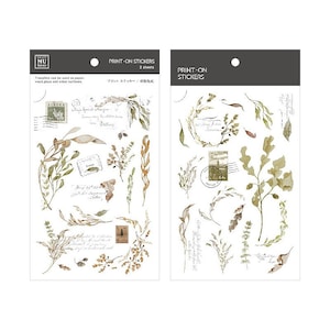 MU Lifestyle Print On Stickers 201, Leaf Vine, Plant Wreath Rub On Sticker Sheet, Botanical Illustration Print On Stickers for Planner