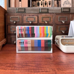 Juego de 10/20 rollos de cinta washi de colores sólidos MT Kamoi, colores sólidos, cinta de enmascarar básica, cinta decorativa de colores primarios, papelería japonesa