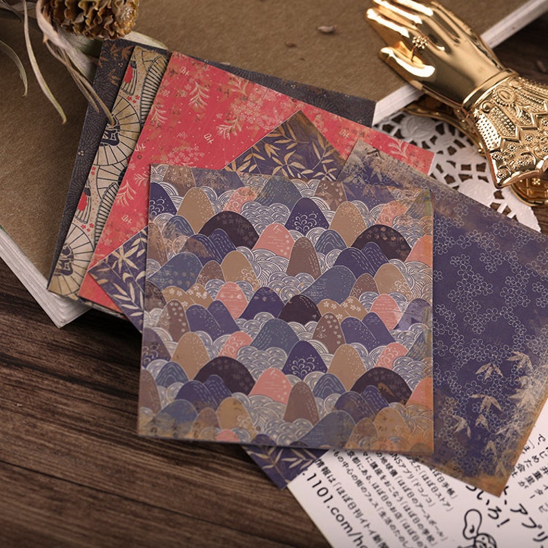 Japanese Patterns Collage Paper Stickers Pack, Wagara, Nature Themed ...