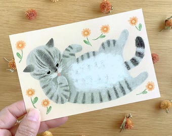 Pocztówka Licking Paws, pocztówka z ilustracją kota 4Legs