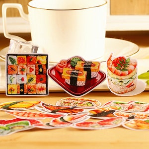 Sushi Sticker Pack, Food Planner Stickers, Japanese Food Stickers, Fish Sashimi, Maguro, Sushi roll