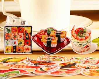 Sushi Sticker Pack, Food Planner Stickers, Japanese Food Stickers, Fish Sashimi, Maguro, Sushi roll