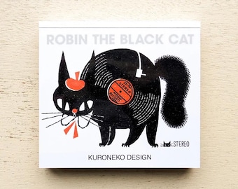 120 szt. bloków notatek Robin The Black Cat, Cozyca x Kuroneko Design Paper Goods