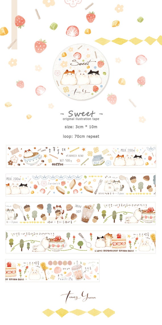 Cute Animal Washi Tape, Kawaii Washi Tape, Kawaii Journal 