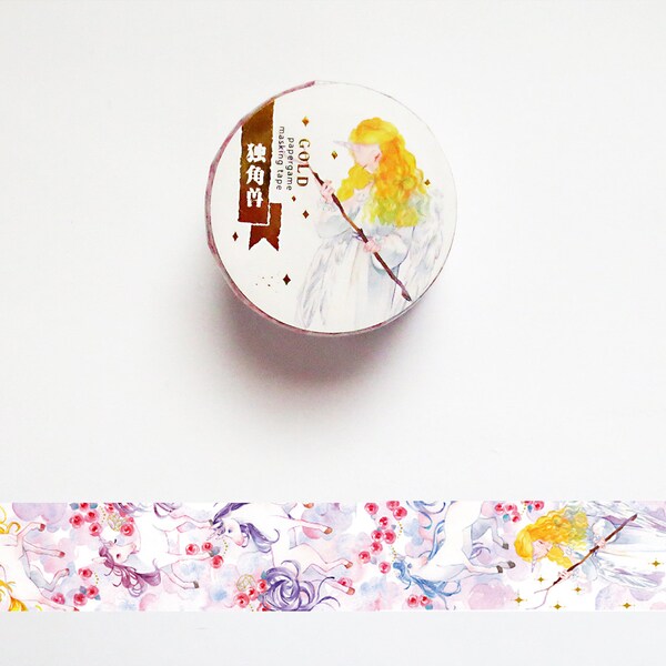 Unicorn Washi Tape, Fairy Girls Washi Roll, Original Illustration Washi Tape, Masking Tape, Deco Tape