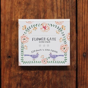 120PCS Flower Gate Memo Block, Cozyca, Aiko Fukawa Illustration Notepad, Spring Birds, Floral Themed Japanese Stationery Paper