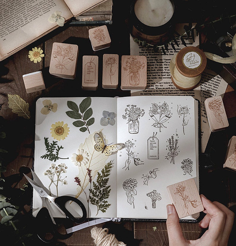 Flower Shop Series Wooden Stamps Florist Floral Stamp for Etsy