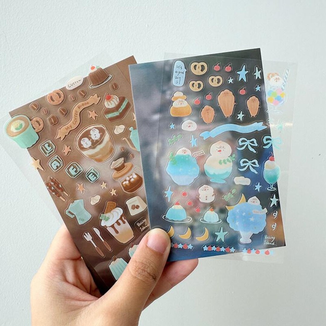 Iced Drinks Sticker Sheet, Rolling Island Original Design Kiss-cut ...