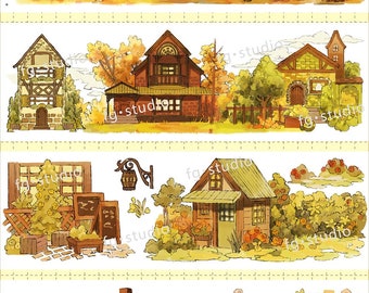 Forest Dwelling Masking Tape, Extra Wide House Washi and PET Clear