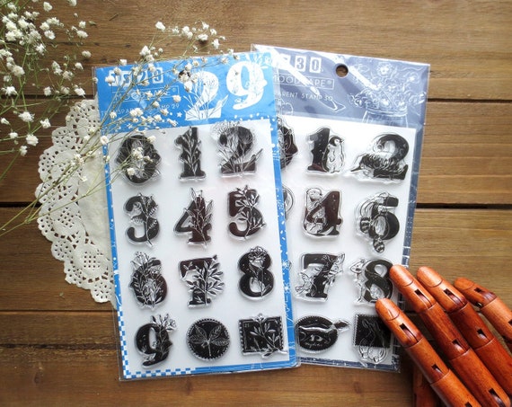 Numbers Acrylic Stamp Set, Plant Numbers, Animal Numbers, Lettering, Clear  Stamps for Journaling, Paper Craft 