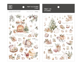 Adesivos de Natal MU Lifestyle com Estampas 1024, Quarto Aconchegante de Natal, Adesivos para Lareira, Chocolate Quente, Adesivos para Meias de Natal