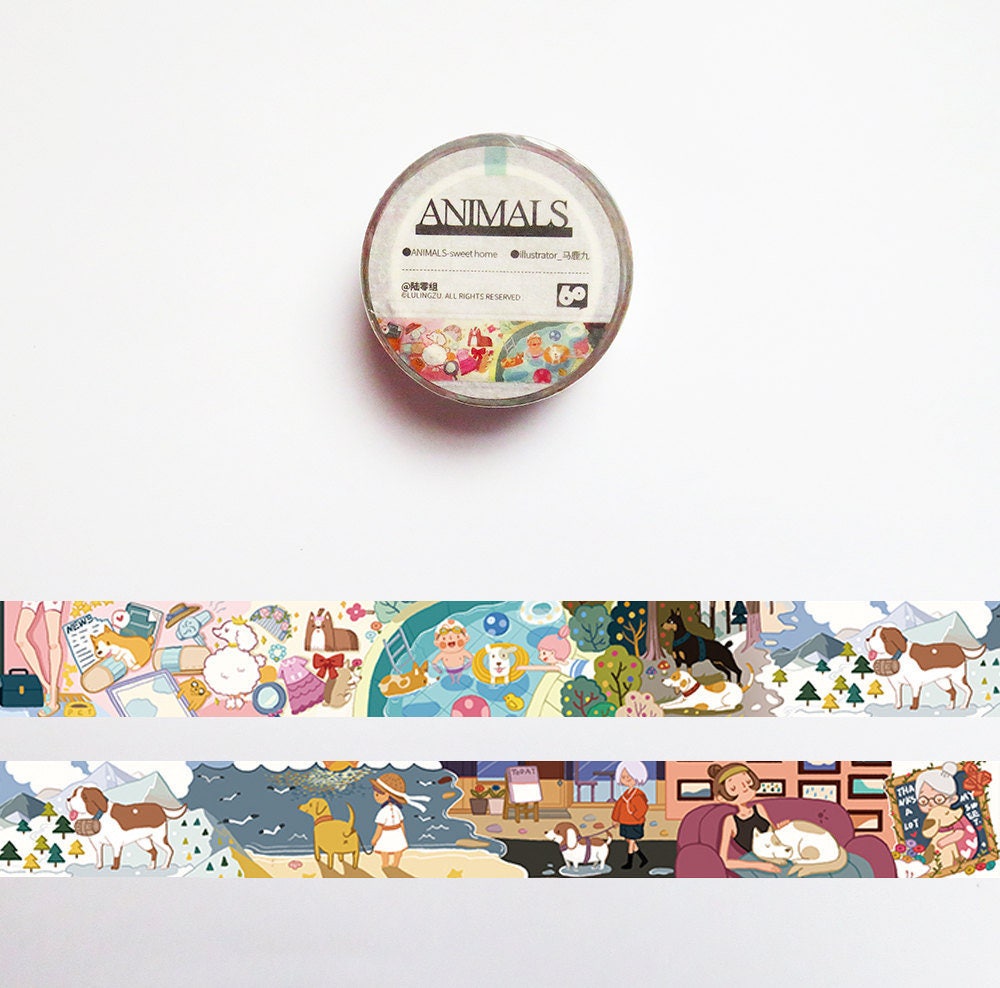 Dog Washi Tape Puppy Love Washi Tape Roll Deco Tape Masking | Etsy