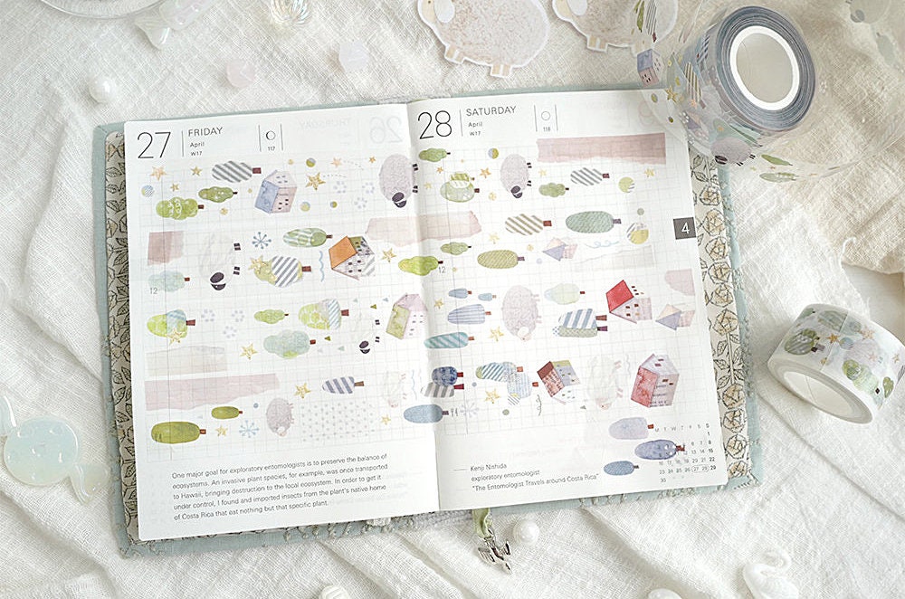 Sheep Forest Masking Tape, Tree Washi and PET Tape, Little House