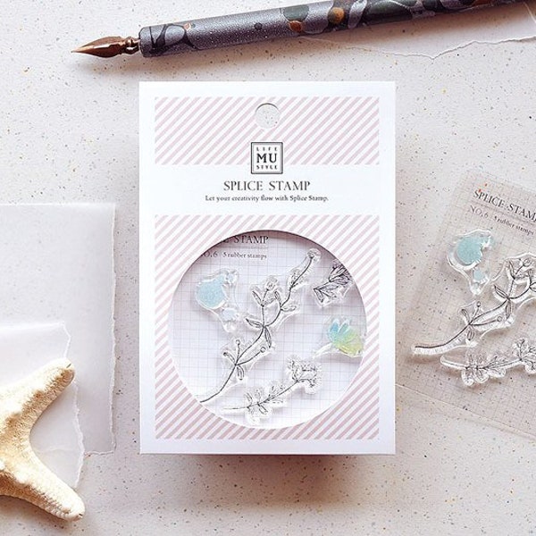 MU Lifestyle Splice Stamp NO. 6, Small Leaves Clear Silicone Stamp, Flower Branch, Plants Decorative Stamp for creative journal, Planner