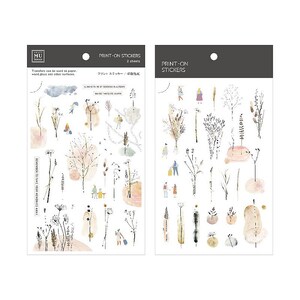 MU Lifestyle Print On Stickers 206, Flower Watercolor Rub On Sticker Sheet, Tree Print On Stickers for Planner