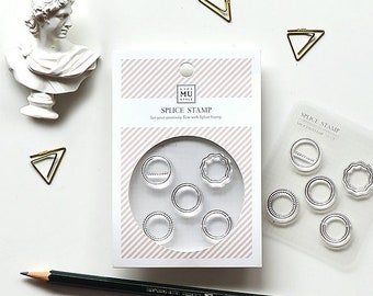 MU Lifestyle Frame Stamps NO. 05, Delicate Circles Silicone Splice Stamp for creative journal and Planner, Frame and Banner Labels