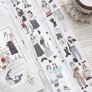Jenny&#39;s Friends Washi Tape, Jennyuanzi Original Girls Illustration Masking Tape, Flower, Butterfly Masking Tape for Planner and Journal