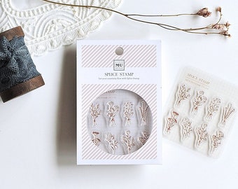 MU Lifestyle Splice Stamp NO. 16, A Bouquet, Floral Bloom Silicone Splice Stamp for creative journal and Planner