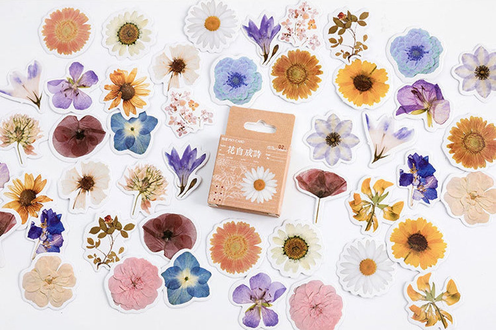 Pressed Flowers Stickers Set Dried Flowers Stickers Pack Etsy UK