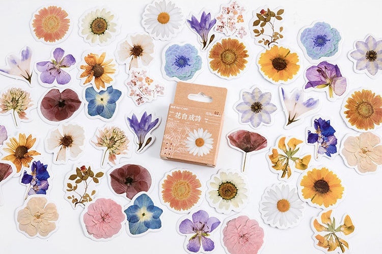 Dried Flowers Sticker Set, Pressed Wildflowers Stickers, Wild Flower  Bouquet Stickers, Hippie Boho Floral Stickers, Meadow Flower Stickers 